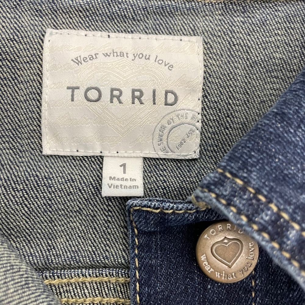 Torrid Jean Jacket Womens Plus 1X Blue Stretch Denim Pockets - Picture 4 of 9